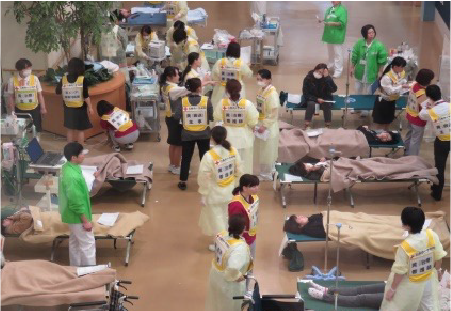 石巻赤十字病院（宮城県）における大規模災害訓練の模様。2014年11月撮影。